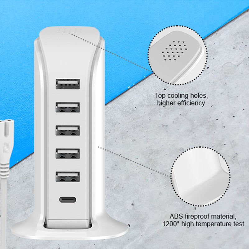 Desktop charging station （6 in 1 USB Charger Block）506AC